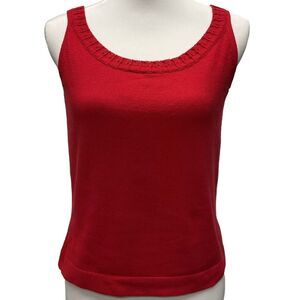 Liz‎ Claiborne Lizsport Pettite Sleeveless Sweater Top Size SP Red Cozy Knit